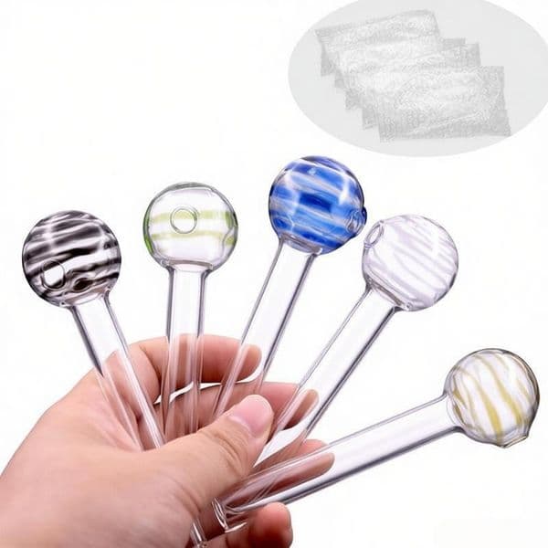 Wholesale Newest lollipop Design 10cm MINI Glass Oil Burner Smoking Pipe Durable Thick heady Colorful Clear Glass hand Tube pipes for smoking