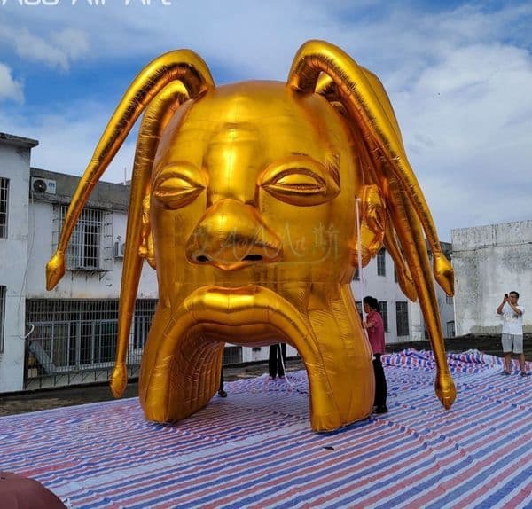 Free delivery Golden Inflatable Party Brain Pop Up Human Organ Model Big Mouth Tunnel for Juicy Event or Ad/Decoration