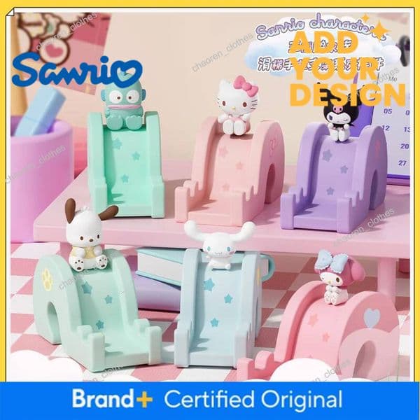 Sanrio Slide Phone Stand Decoration Mobile Holder Kawaii Charm Pachat Dog Figure Desktop Decor Gift Anime Toy Collectible
