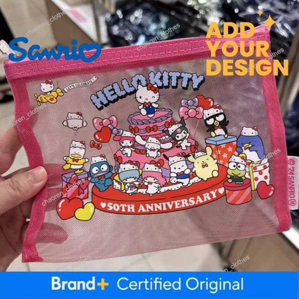 Japan Hello Kitty Limited Mesh Cute Cartoon Makeup Transparent Stationery Storage Bag