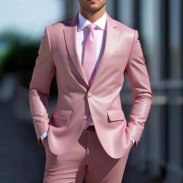 2026 Mens Pink PU Suit Jacket Casual Business Evening Dress temu240813