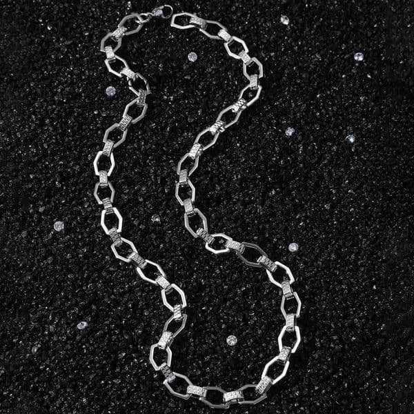 New Mens Hip-Hop Style Stainless Steel Handmade Geometric Splicing Chain Necklace Street Ins Style Necklace