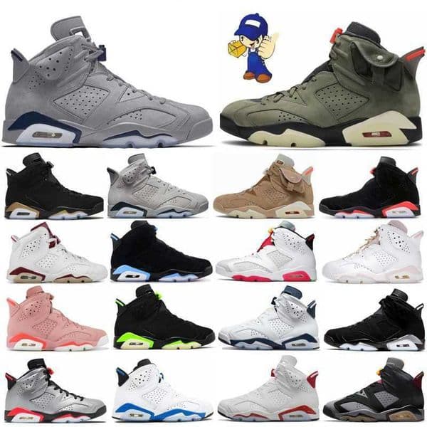 New VI 6 6s Men Basketball Shoes Mint Foam Midnight Navy University Electric Green Bordeaux Hare Infrared White Red Oreo Hombre Sports Blue Sneakers