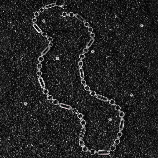 New hip-hop style stainless steel rectangular oval geometric spliced chain hip-hop street ins-style necklace