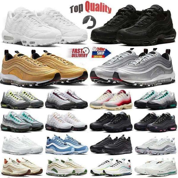 With Box 95s Designer Shoes 97s Running 95 Men Women Sneakers 97 Cactus Flower Court Purple Camo Triple Black White Flats Breathable Outdoor Sports Trainers
