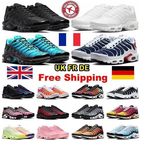 Promo chaussures running shoes for men women tn plus solde route trail trainers Triple Black White Grey Bleu Blanc Rouge Blue Green sports Classic
