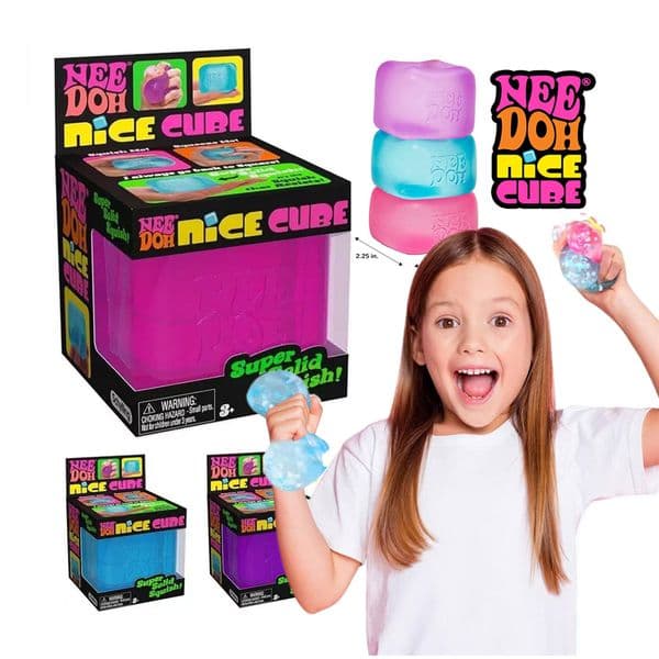 Nee Doh Nice Cube Super Squeeze Fidget Toy, Translucent Red Stress Relief Squishy Cube, BPA-Free Toy for Kids Adults by sea