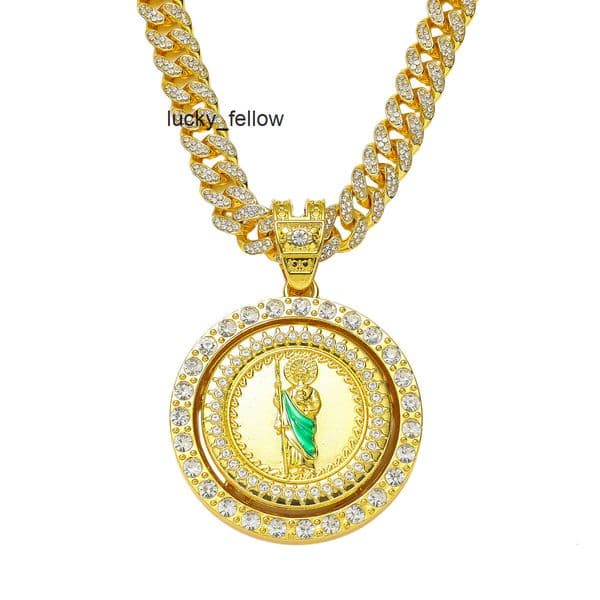 New Style Personality Hip-Hop Style Religious Rotating Saint Jude Statue Pendant Creative Saint Jude Necklace