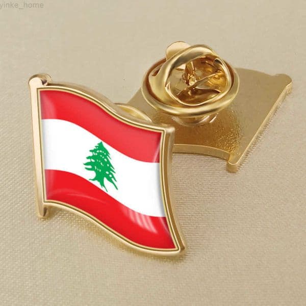 Lebanese National Flag Crystal Resin Drop Badge Brooch Flag Badges of All Countries in the World