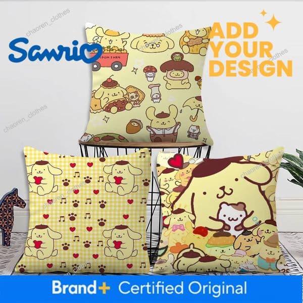 MINISO Cartoon P-Pompompurin-S Cute Pillow Case Sofa Living Room Bedroom Headboard Backrest Square Cushion Nap Time Luxury Goods