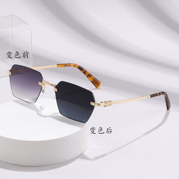 Color-Changing Rimless Frameless Business Style UV Protection Fashion Slimming Sunglasses