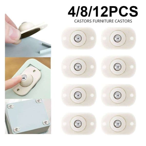 4/8/12Pcs Self Adhesive Type Mute Ball Universal 1 Beads Furniture Casters Wheels Stainless Steel Wheel 360° Rotation