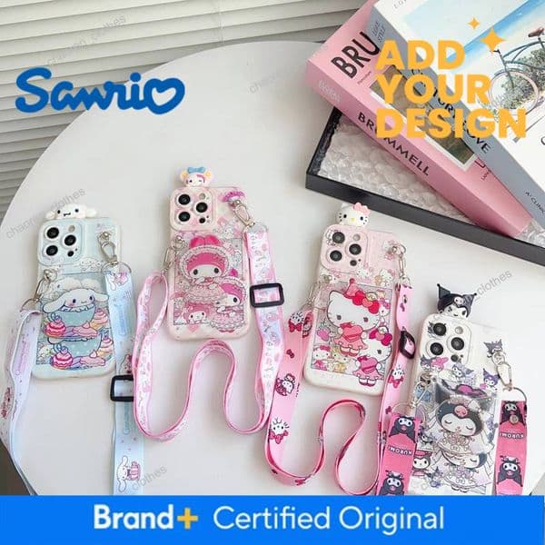 For Iphone 17 16 15 14 13 12 11 XR Xs 8 7 6 Pro Max Mini Plus E Love Kitty Case With Holder Rope Luxury Goods