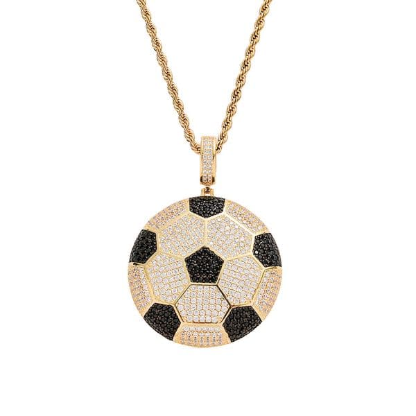 2026 World Cup Football Pendant Necklace Iced Out Zircon Football Three-dimensional Spherical Necklace Sports Series Accessory