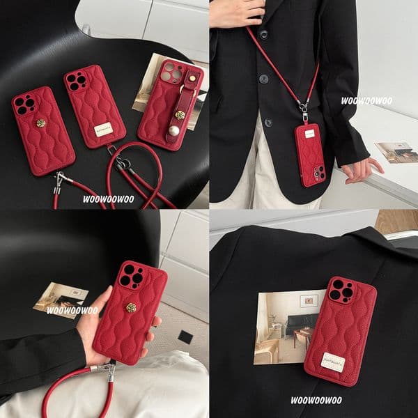Phone case Year Red Leather Case for Apple 14 iPhone 15 Pro Max New 13 Soft 11 High-end Feel 12