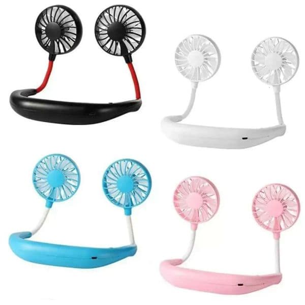 Portable USB Neckband fan Neck Hanging Dual Cooling Mini Fan Dual Mini Air Cooler Summer Neck Hanging Fan Tax Free