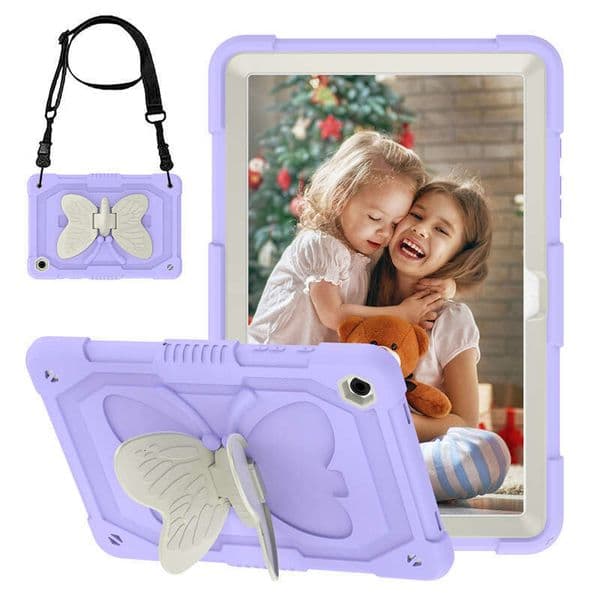 Suitable for Samsung A9Plus Cartoon Beige Butterfly PC Stand Anti-drop Tablet Case A9 X110 Strap Protective Cover