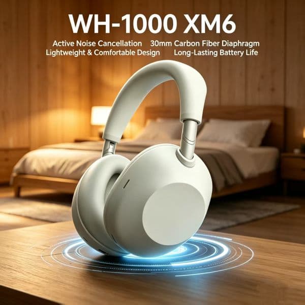 WH-1000XM6 Over-ear Noise Cancelling phones Wireless set with 30mm Carbon Fiber Diaphragm HiFi Stereo Sound Long Battery Life Y260522