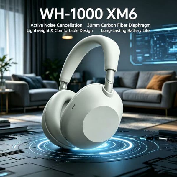 WH-1000XM6 Wireless Bluetooth Over-ear Headphones, with Microphone, 9D Stereo Sound, High-Quality Headphones