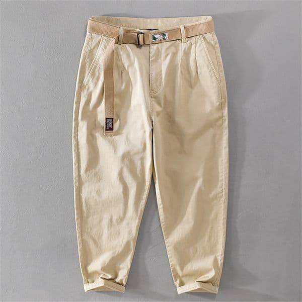 Fourseason mens casual pants cotton soft fashion simple workwear trousers solid loose fit work with belt for men 260415BANJIA