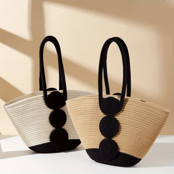 Straw Woven Bag Fashion Shoulder Handmade Purse Large Capacity Sling Vacation 260416