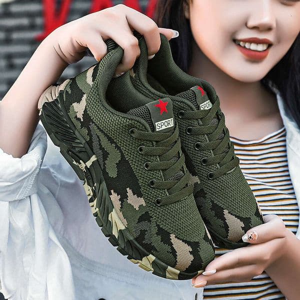Camouflage Shoes for Men Women, Spring, Summer, Autumn, Winter, Men's and Women's Sports Outdoor Hiking, Summer Liberation Shoes, Construction Site, Olive Green