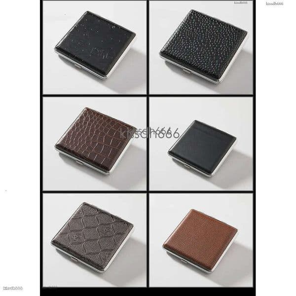 20 foreskin leather cigar PU cigarette box metal smoking set small stainless steel tobacco cigarette storage box