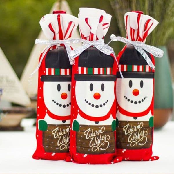 Christmas Wine Bottle Clothing Santa Claus Snowman Elk Wine Bottle Cover Bags Christmas Ornaments Knitted
