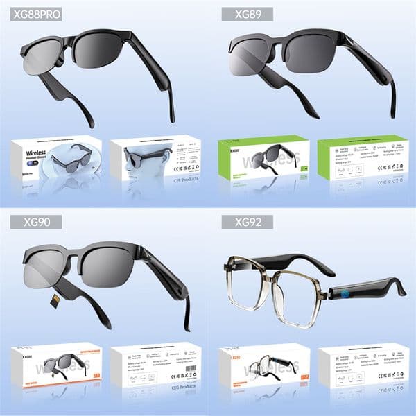 Head-mounted XG89 glasses wireless Bluetooth headphones for outdoor sports, sunglasses, stereo music, open-air, AI translation