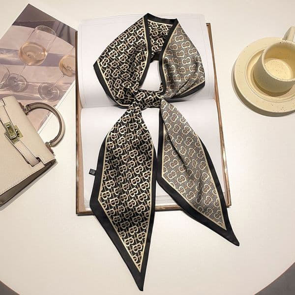 42style Newest Classic Wrap Silk Designer Long Narrow Scarf Arm Bag Ribbon Neck Long Scarf Versatile Matching Coat Shirt Scarf 147-13.5cm