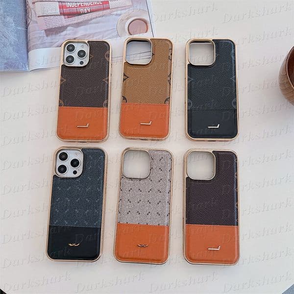 Leather Print Flower Phone Case for iPhone 17 Air 16 Plus 15 14 13 12 11 Pro Max Plated Electroplated TPU Bumper Cover Luxury Designer Pattern iphone16 Shell 15pro 17pro