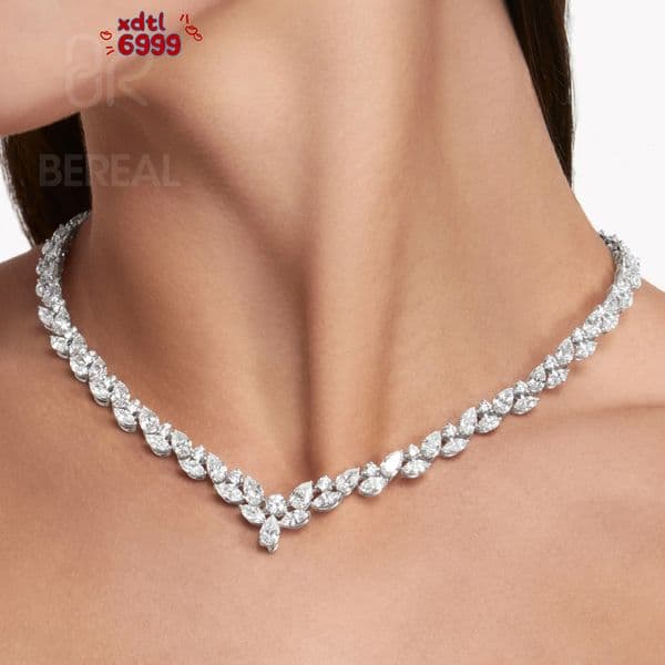 Custom 18K Gold Vvs Moissanite Drop Necklace Earring Bridal Set 925 Silver Lab Grown Moissanite Diamond Chain Women Jewelry