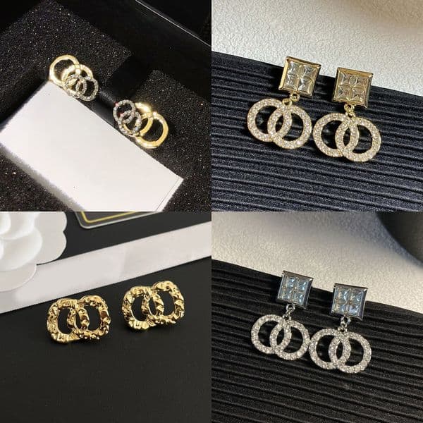 Studs Earrings 925 Crystal Silver Geometry Designer Pearl Stud Famous Women Letter Earring Wedding Party Jewelry Stainless Steel Material