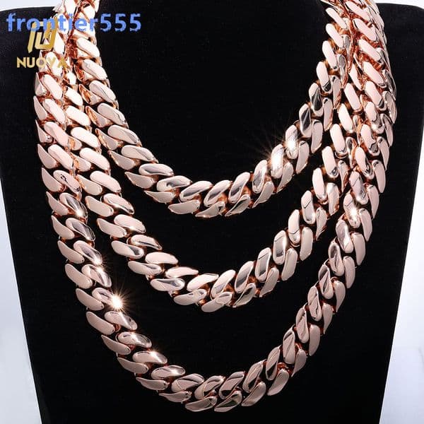 18K Gold Plated Brass Necklace Personalized Setting Long Clasp Design Chunky Cuban Link Chain Necklace for Men