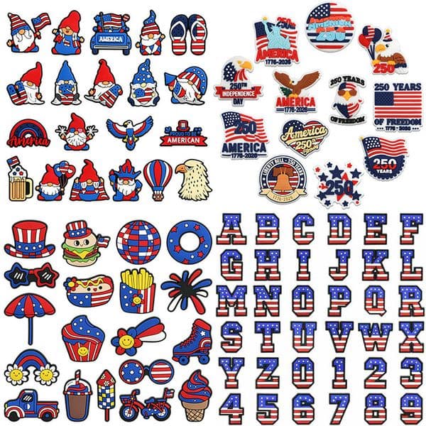 Americe theme shoe charms pvc soft shoe flower decoration buckle DIY shoe accessories fashion