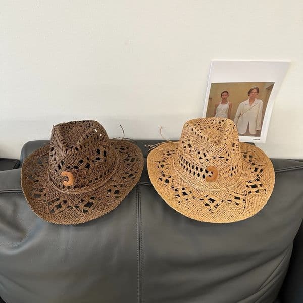 Bucket Hat Designer Women Men 3 Colors Woven Cowboy Grass Straw Hat Wide Brim Fisherman Summer Breathable Sunscreen Beach Vacation Outdoor Recreation