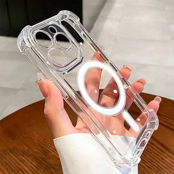 Luxury Wireless Charge Magsafe Transparent Case For iPhone 15 16 14 13 17 12 Pro Max Magnetic Shockproof Soft Bumper Cover ddmythur