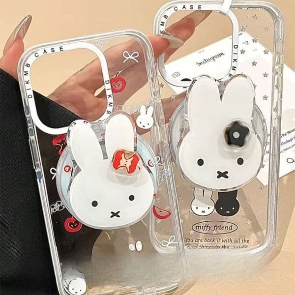 Kawaii Miffy Rabbit Magnetic Mount - 360° Rotating Strong Magnet Holder for IPhone/Samsung Portable Shockproof Dashboard Stand ddmythur