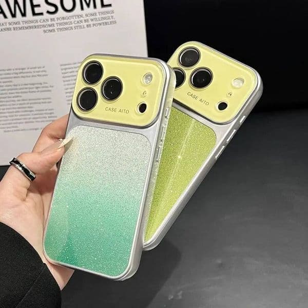 Fashion Gradient Glitter Sparkling Crystal Camera Window Case For iPhone 17Pro 17 16 15 14 Pro Max 13 Plating Bumper Armor Cover ddmythur