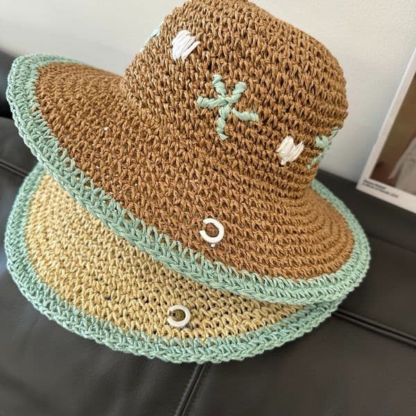 Bucket Hat Designer Women Men Woven Cowboy Grass Straw Hat Wide Brim Fisherman Spring Summer Cap Breathable Sunscreen Beach Vacation Outdoor Recreation