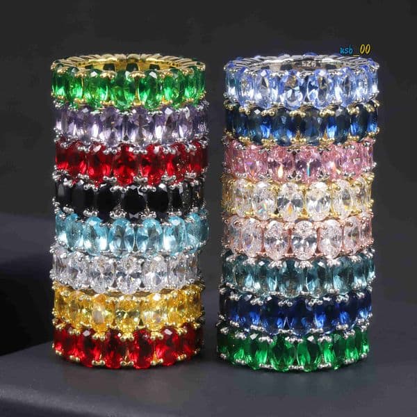 C7530 Abiding Jewelry Factory Wholesale Hip Hop 925 Sterling Silver Moissanite Diamond Gemstone Full Eternity Ring for Wedding