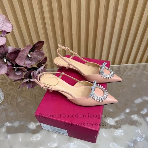 Stiletto heels with rhinestones pointed toe nude pink leather straps sexy wedding and banquet womens shoes high-end luxury designer stiletto heels Sizes 35-43 +box 10/A