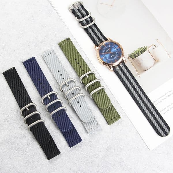 Quick Release Seatbelt Nylon Watch Band 18mm 20mm 22mm Premium Double Layer Fabric Strap for Samsung Galaxy Watch, Huawei Watch, Garmin & Traditional Timepieces
