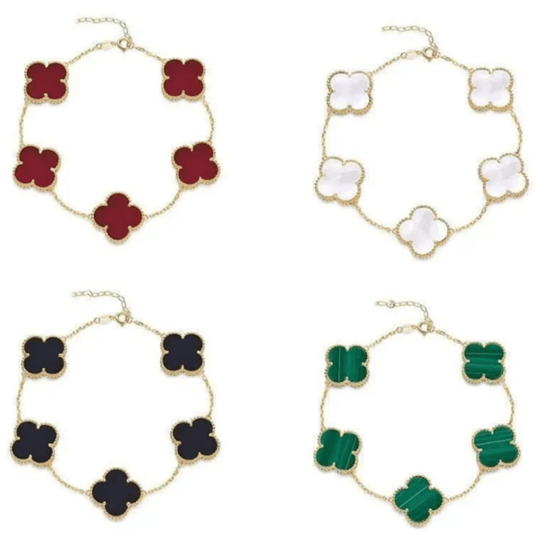Lucky Clover High-End Four-Leaf Clover Five-Flower Bracelet White Mother-of-Pearl Light Luxury Dress Bracelet