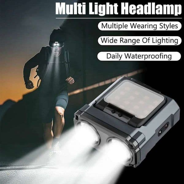 Rechargeable Headlamp w/Smart Sensor,500 Lumens COB Floodlight,Multi-Mode Light,Camping,Cycling,Fishing,Reading,Night Running