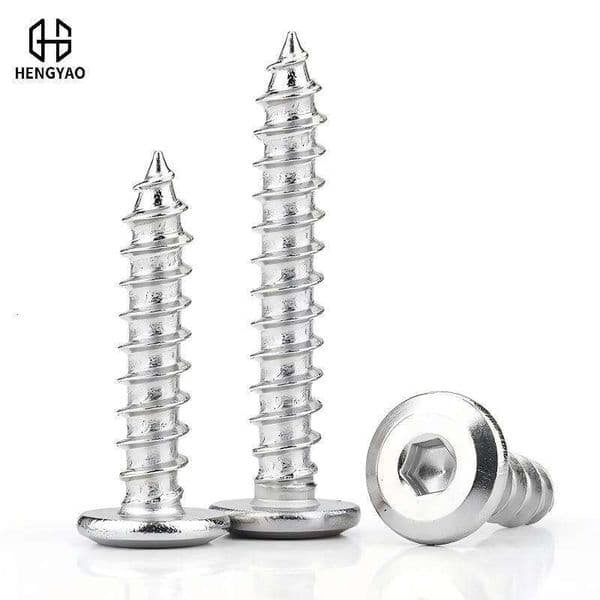 304 stainless steel chamfered hexagon socket self-tapping flat thin head furniture screws M2-M8