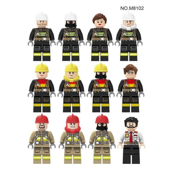 Types Of Firefighter Building Block Figures 23x23x3cm