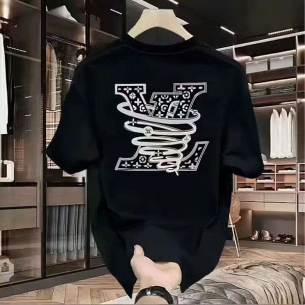 free shipping 2026 Men's Oversized Back Print T-Shirt Luxury Monogram Style Cotton Short Sleeve Casual Top