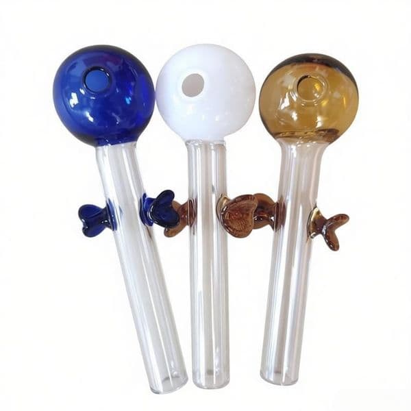 Creative 4inch Thick heady colorful Glass oil burner Pipes Manufacture Hookah bongs Extended colored fish shape glass straw tube nails pipe for smoking