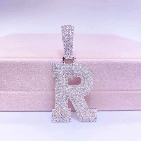 Vermeil Sterling Sier Necklace Hip Hop Fine Jewelry Iced Out VVS Moissanite Dia Initial Letters Pendant Necklaces Men aaa
